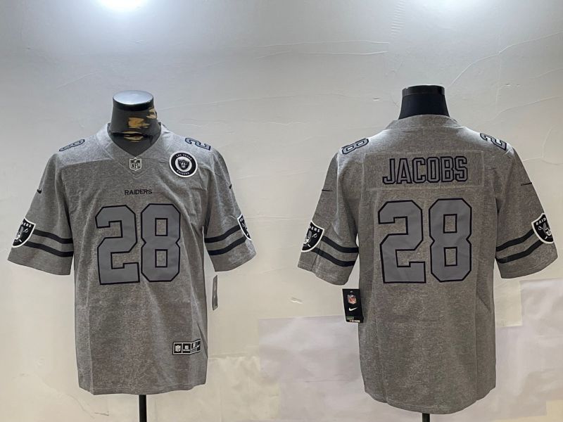 Men Oakland Raiders #28 Jacobs Grey Throwback 2024 Nike Limited NFL Jersey style 2